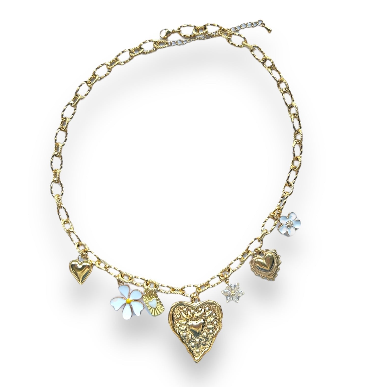White flowers ketting Stainless steel-Kraaltjes van Renate