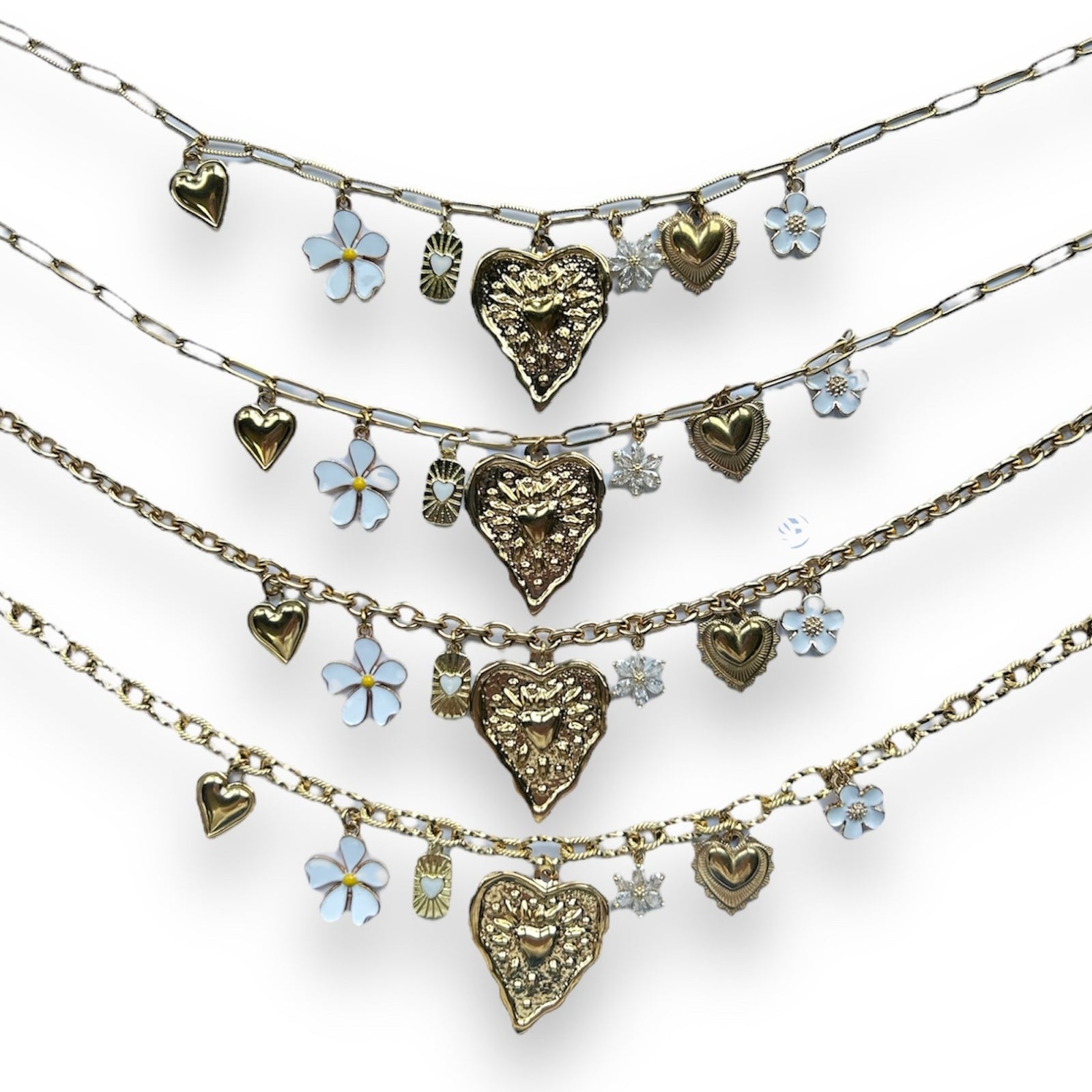 White flowers ketting Stainless steel-Kraaltjes van Renate