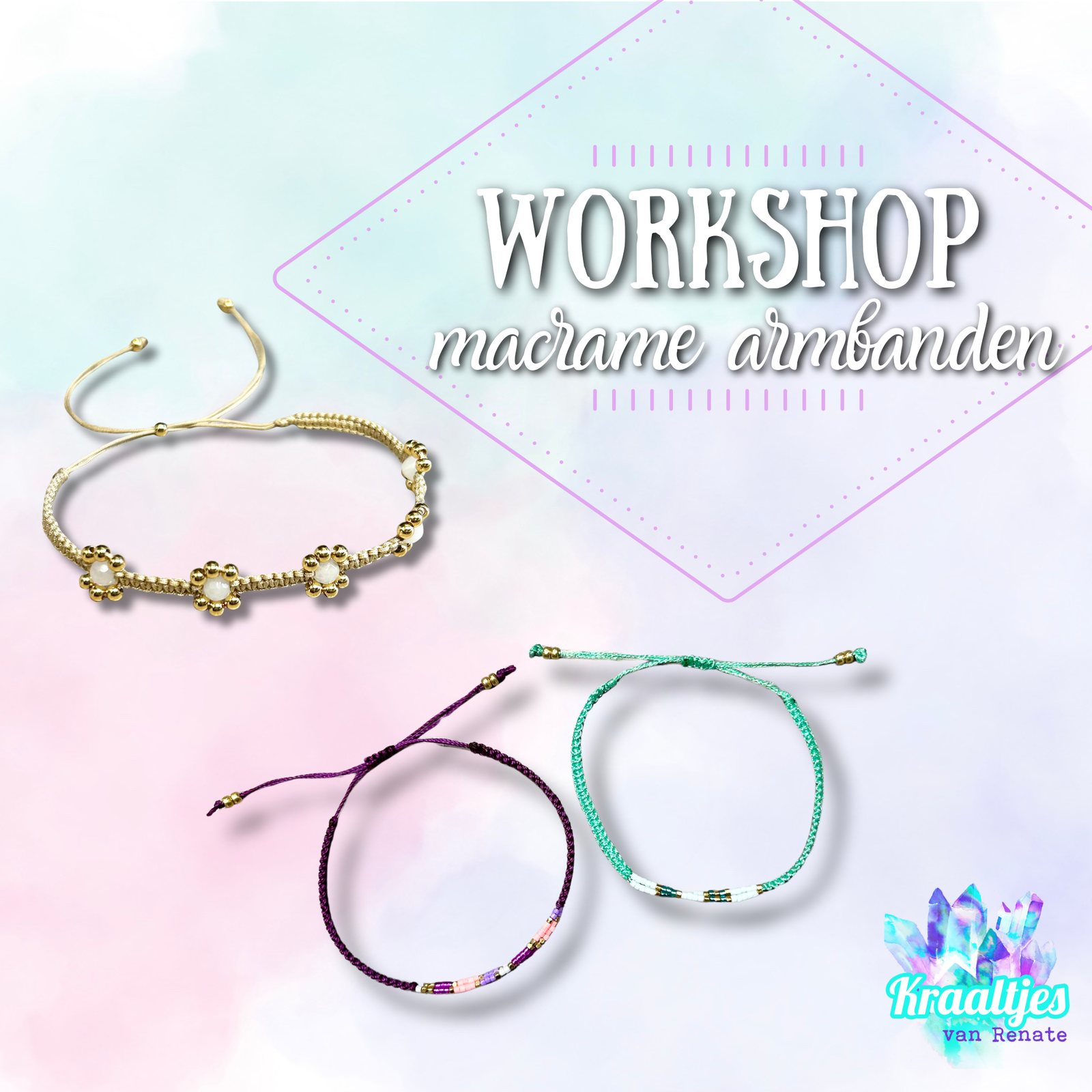 Workshop Macramé armbanden 21-03-2026 om 13:00-Kraaltjes van Renate