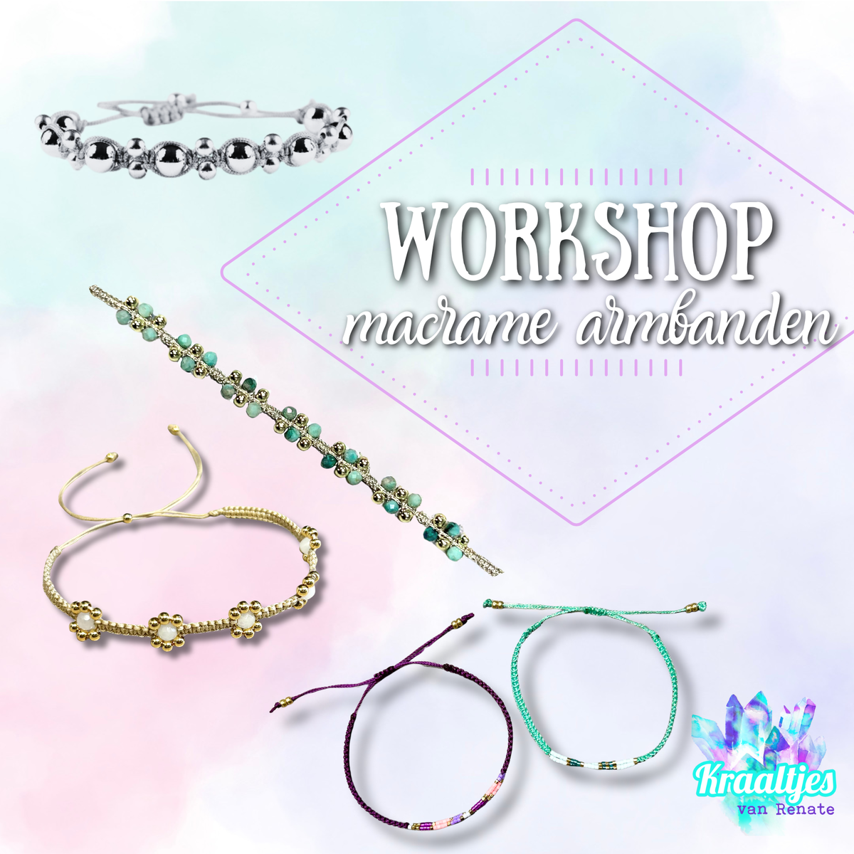 Workshop Macramé armbanden 22-03-2026 om 13:00-Kraaltjes van Renate