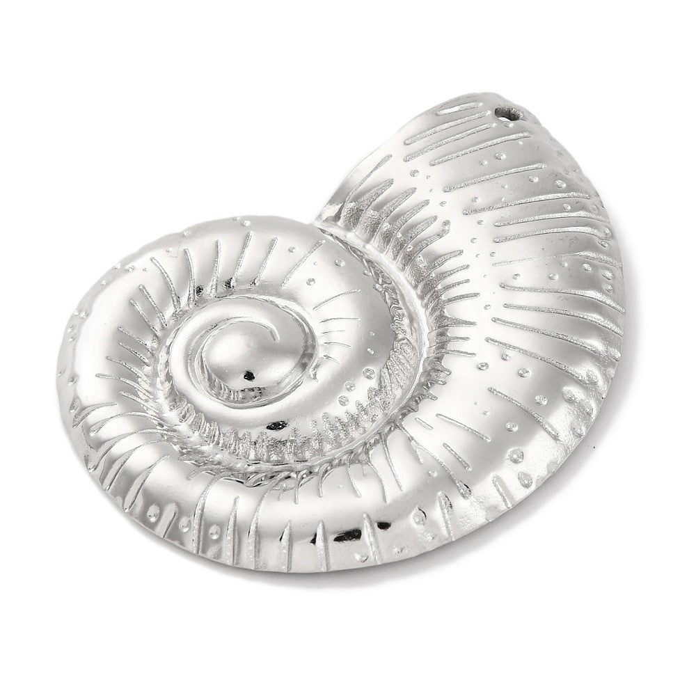 XL Bedel schelp zilver RVS 35x45mm - per stuk-bedels-Kraaltjes van Renate