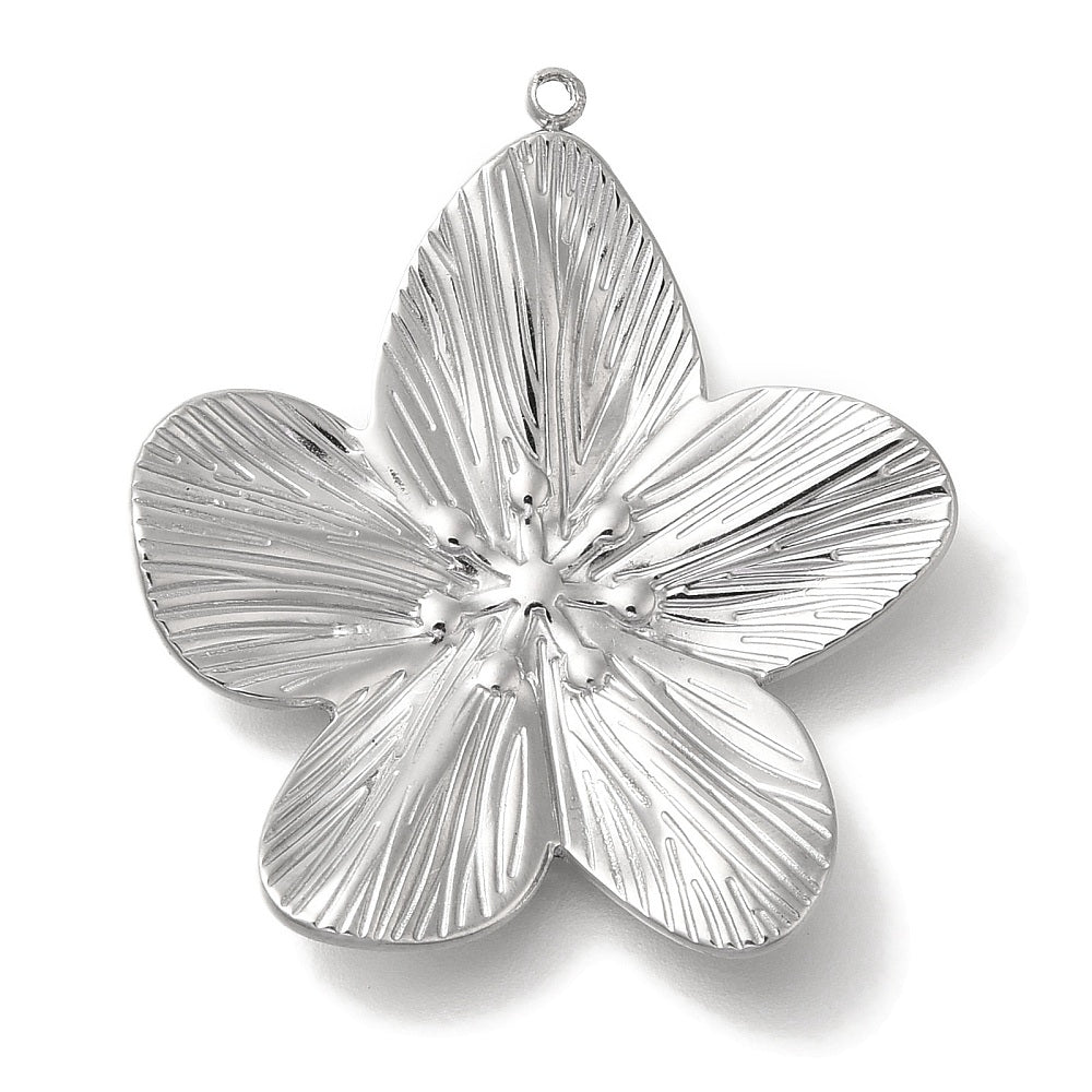 XL bedel bloem RVS Zilver 34mm- per stuk-bedels-Kraaltjes van Renate