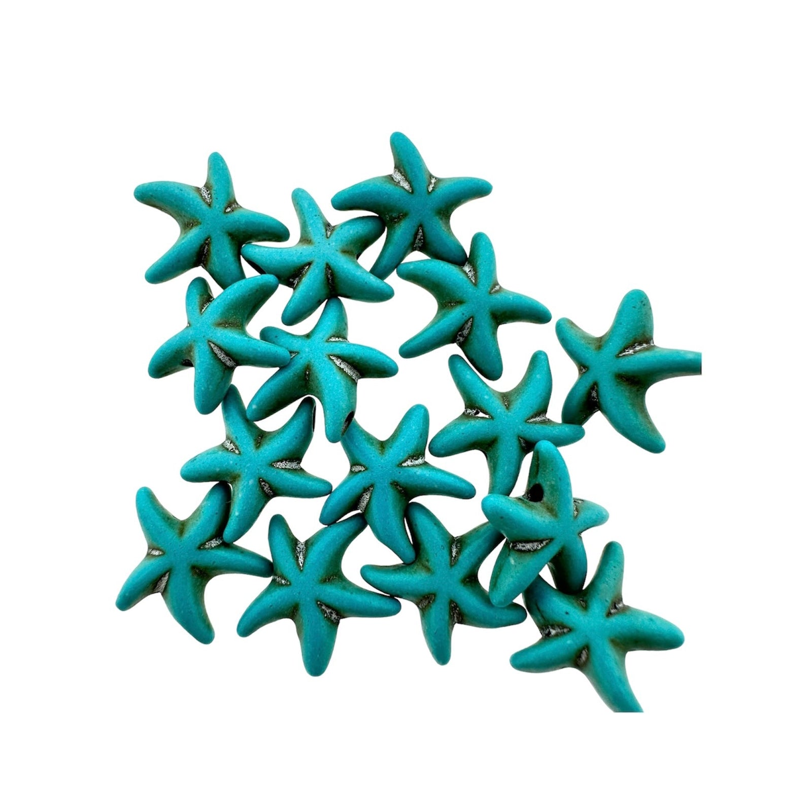Zeester kraal turquoise 14x4,5mm- per 15 stuks-Kralen-Kraaltjes van Renate