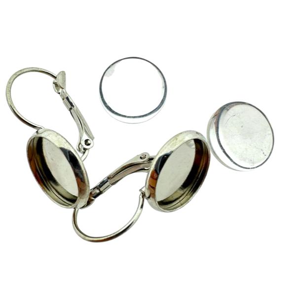 Zilveren oorbellen inclusief clear cabochons 14x24mm- per 2 stuks-bedels-Kraaltjes van Renate