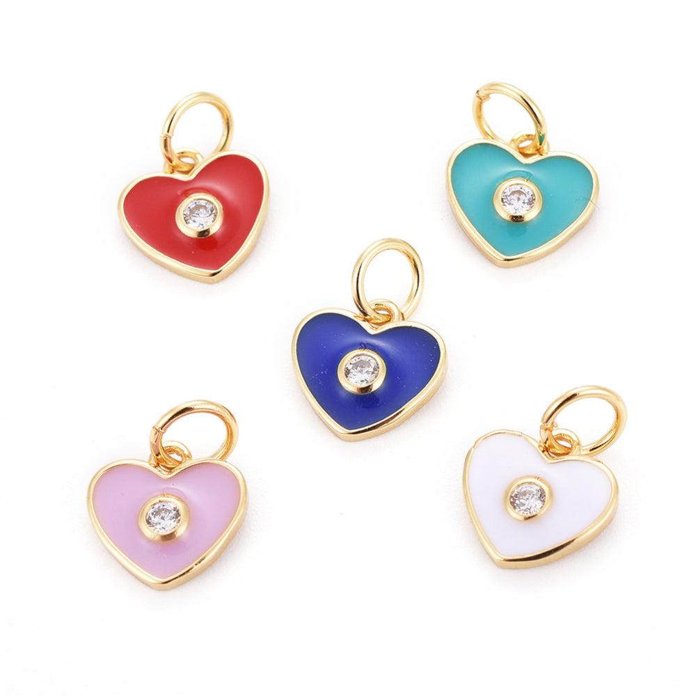 Zirconia bedel mixed hartje goud 9x2mm-bedels-Kraaltjes van Renate