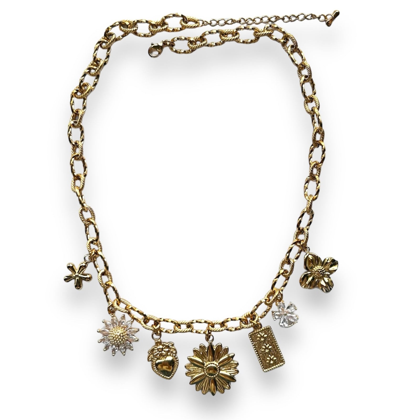 Zirconia flowers ketting Stainless steel-Kraaltjes van Renate