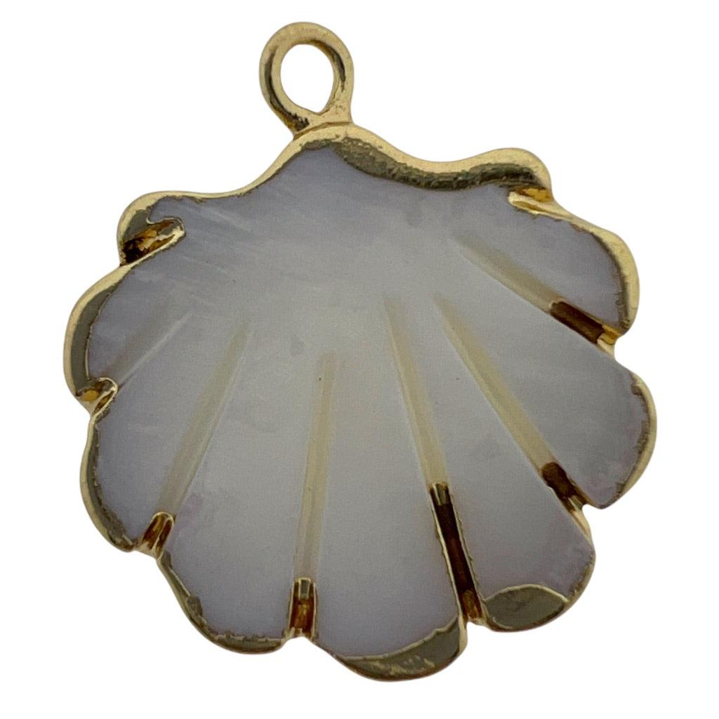 Zoetwaterparel hanger scchelp goud 23x20mm-bedels-Kraaltjes van Renate