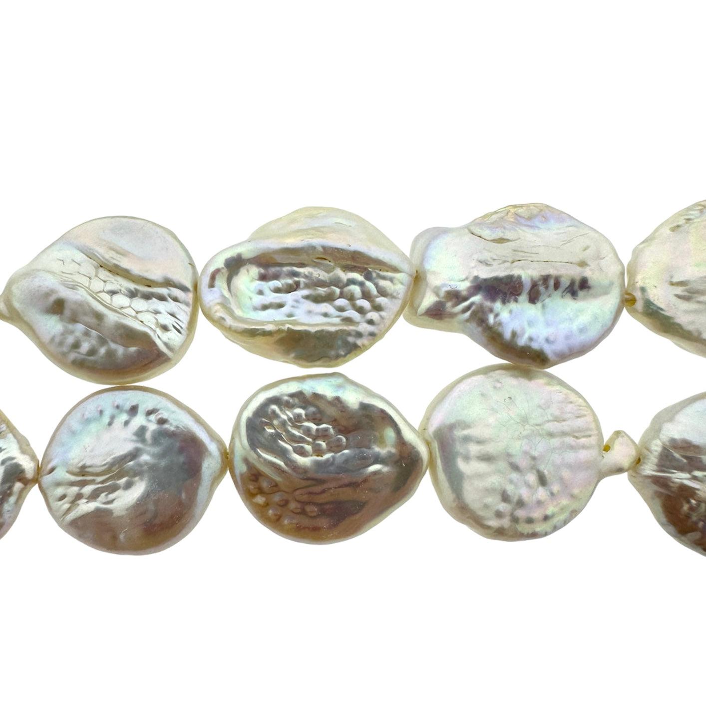 Zoetwaterparel plat 17x16,5mm wit - per stuk-Kralen-Kraaltjes van Renate