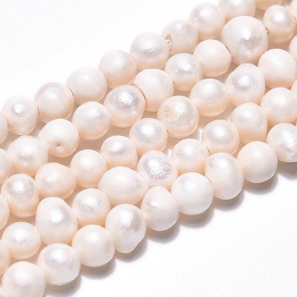 Zoetwaterparel rond 3mm off white - per stuk-Kralen-Kraaltjes van Renate