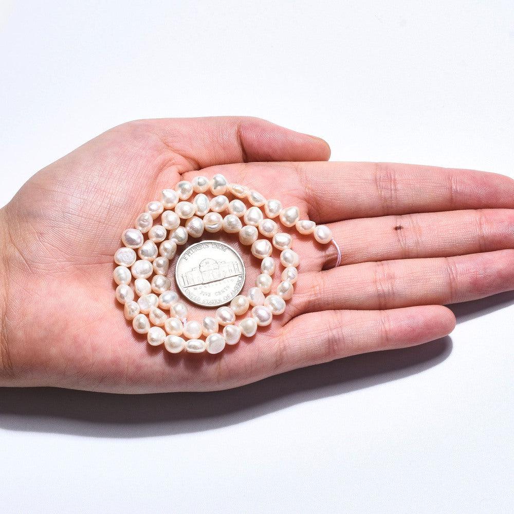 Zoetwaterparel rond 5mm wit - per stuk-Kralen-Kraaltjes van Renate