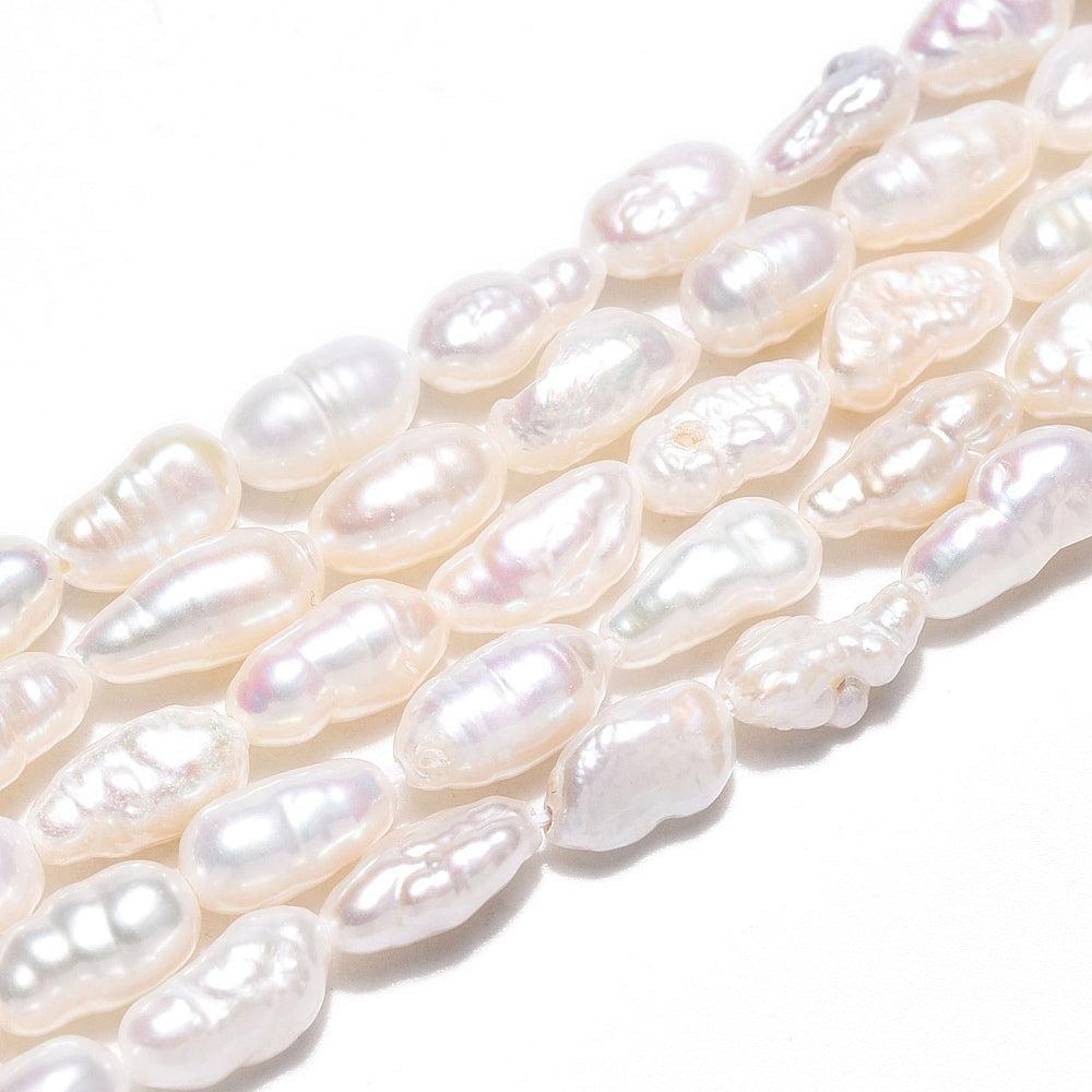 Zoetwaterparels Barok Keshi Crèmewit 10.5x4.8mm - per stuk-Kralen-Kraaltjes van Renate