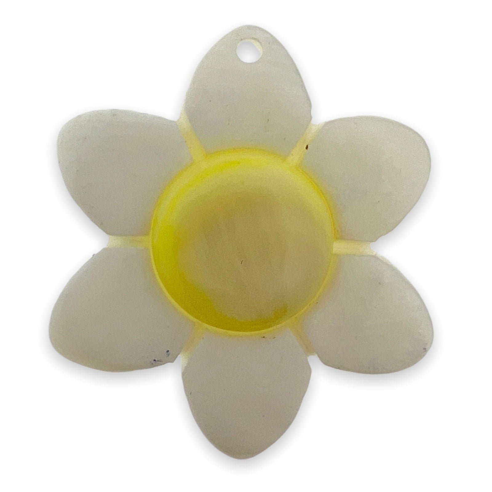 Zoetwaterschelp bedel Bloem parelmoer Geel 28mm - per stuk-Kralen-Kraaltjes van Renate