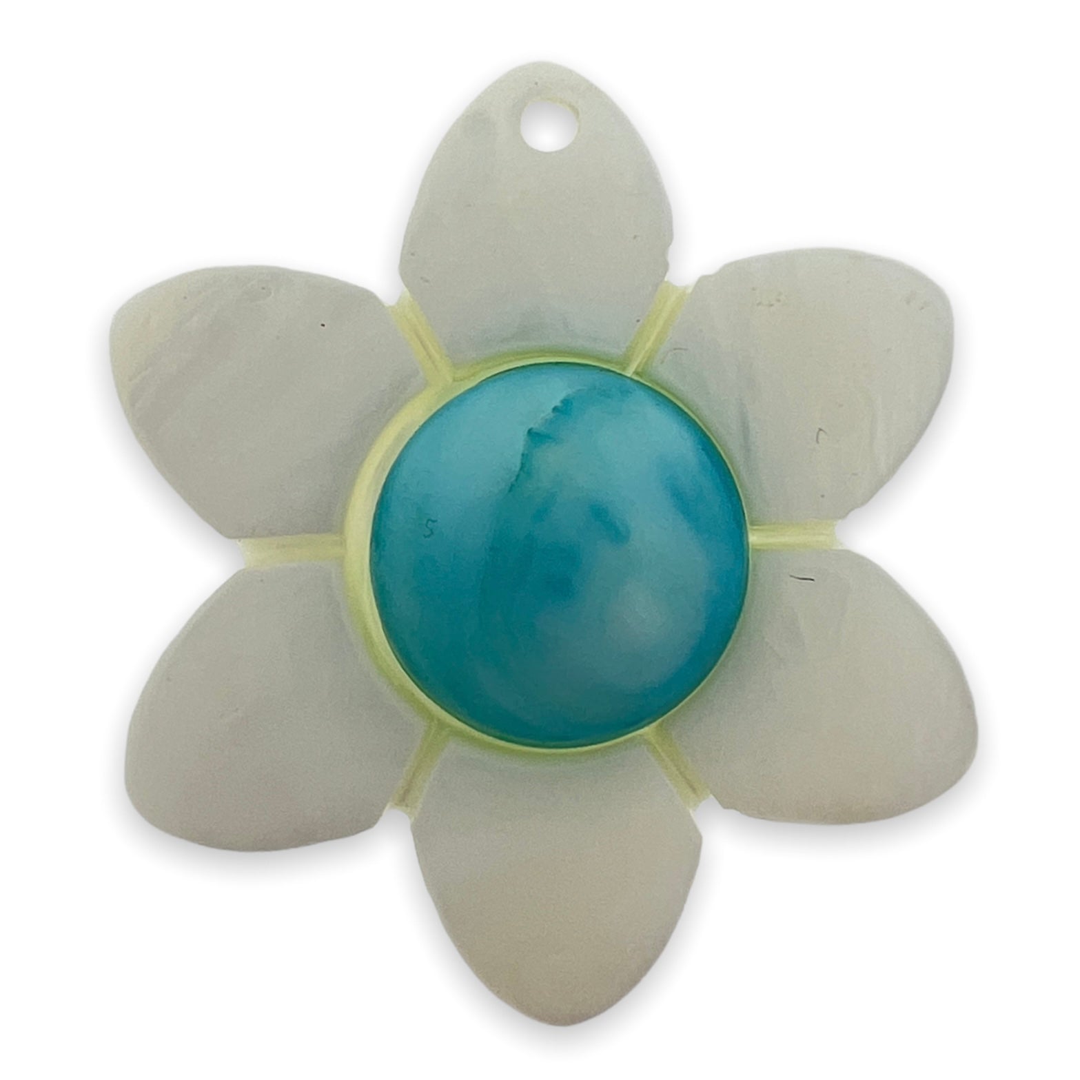 Zoetwaterschelp bedel Bloem parelmoer Lichtblauw 28mm - per stuk-Kralen-Kraaltjes van Renate
