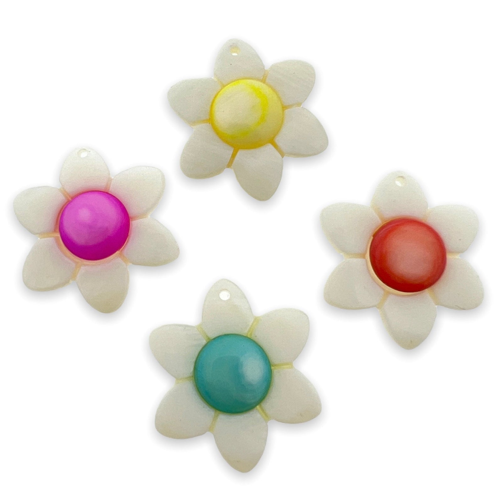 Zoetwaterschelp bedel Bloem parelmoer Oranje 28mm - per stuk-Kralen-Kraaltjes van Renate