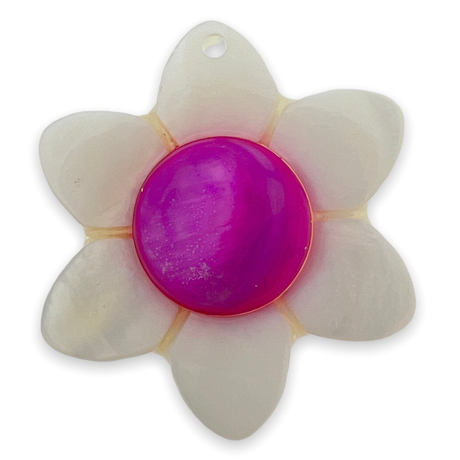 Zoetwaterschelp bedel Bloem parelmoer Roze 28mm - per stuk-Kralen-Kraaltjes van Renate