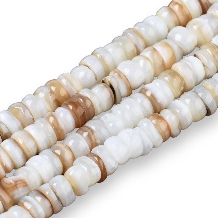 Zoetwaterschelp beige disc 4x0,5mm- ±50 stuks-Kralen-Kraaltjes van Renate