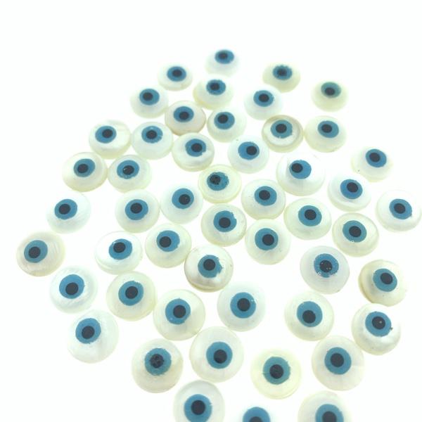 Zoetwaterschelp kraal Evil eye parelmoer 9mm-Kraaltjes van Renate