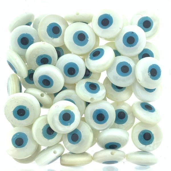 Zoetwaterschelp kraal Evil eye parelmoer 9mm-Kraaltjes van Renate