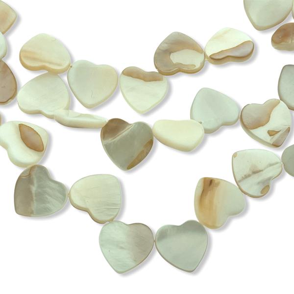 Zoetwaterschelp kraal Hartje parelmoer 13mm-Kraaltjes van Renate