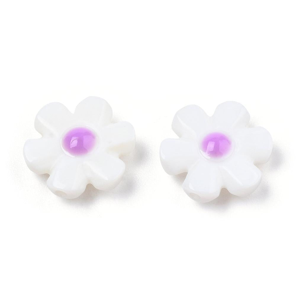 Zoetwaterschelp kraal bloem paars 12mm- per stuk-Kralen-Kraaltjes van Renate