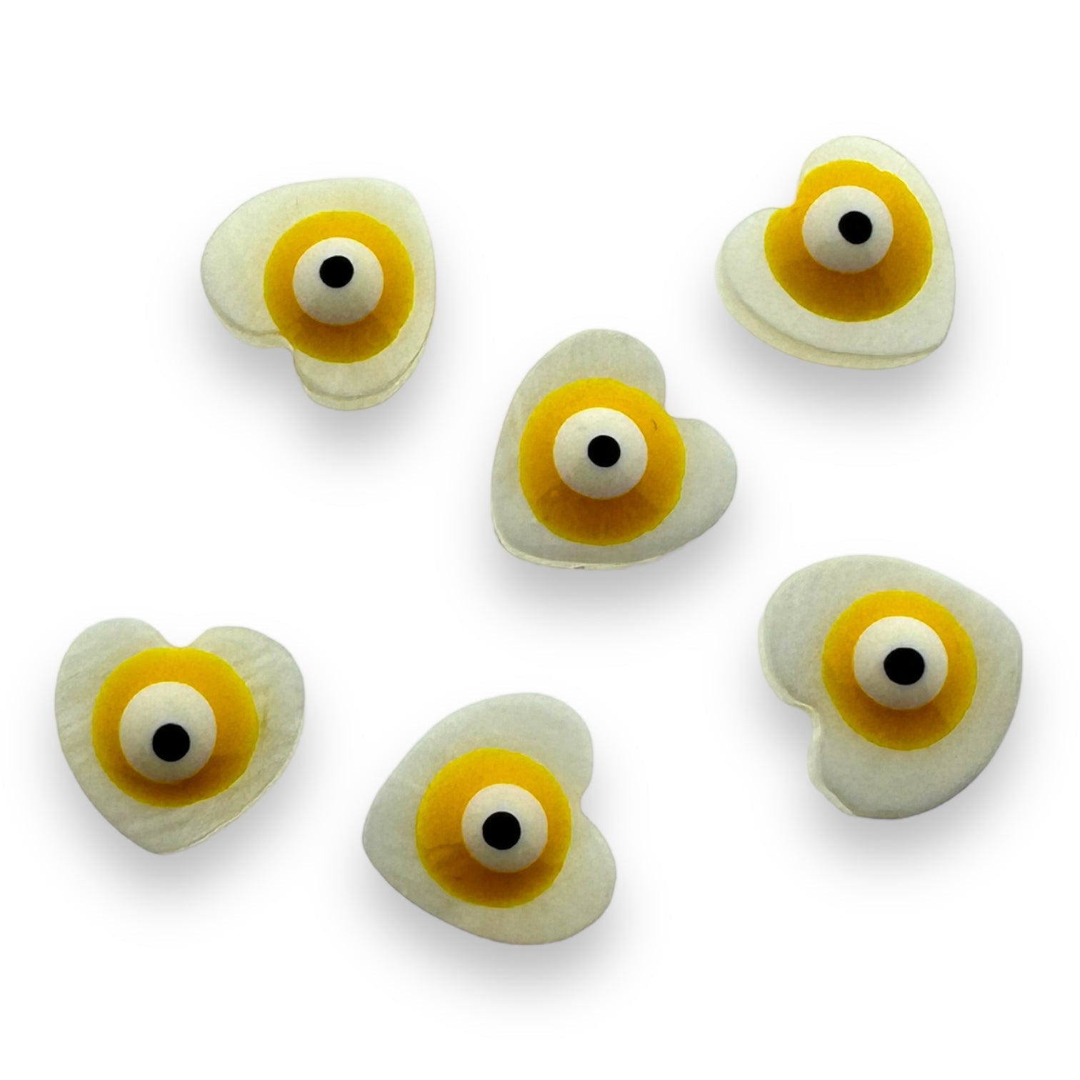 Zoetwaterschelp kraal evil eye geel 10mm-Kralen-Kraaltjes van Renate