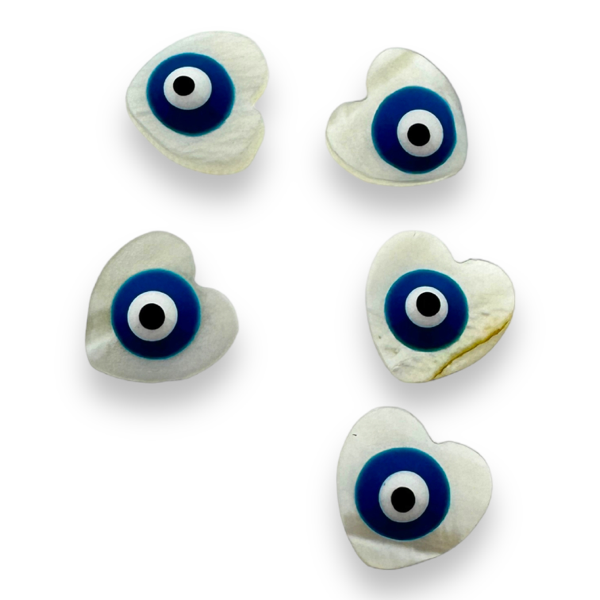 Zoetwaterschelp kraal hartje evil eye blauw 10mm-Kralen-Kraaltjes van Renate
