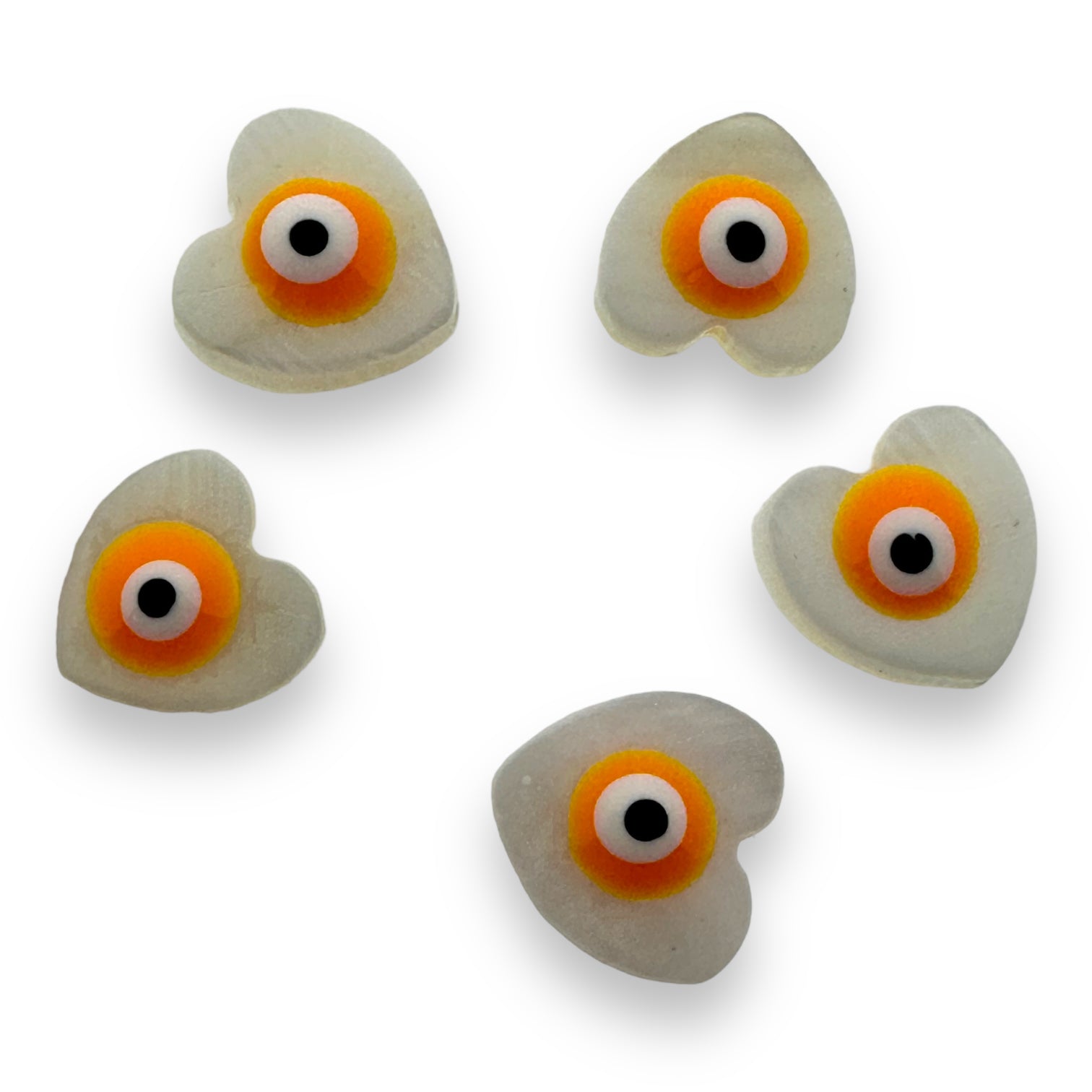 Zoetwaterschelp kraal hartje evil eye oranje 10mm-Kralen-Kraaltjes van Renate