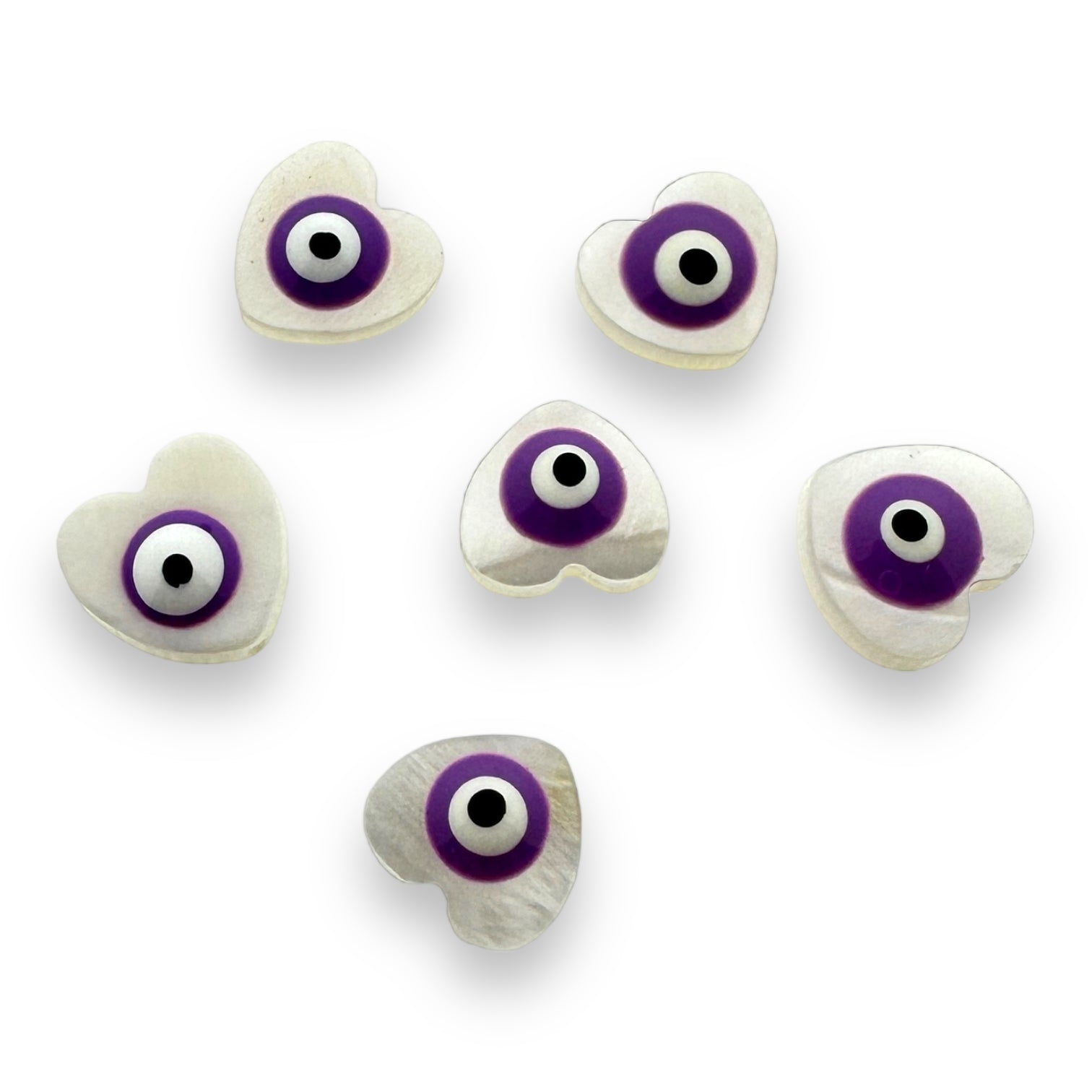 Zoetwaterschelp kraal hartje evil eye paars 10mm-Kralen-Kraaltjes van Renate
