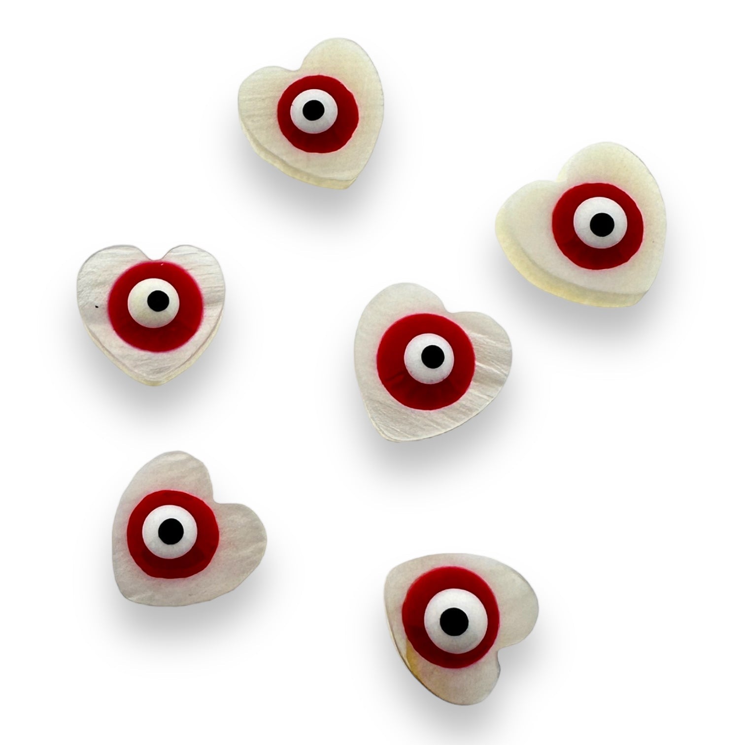 Zoetwaterschelp kraal hartje evil eye rood 10mm-Kralen-Kraaltjes van Renate