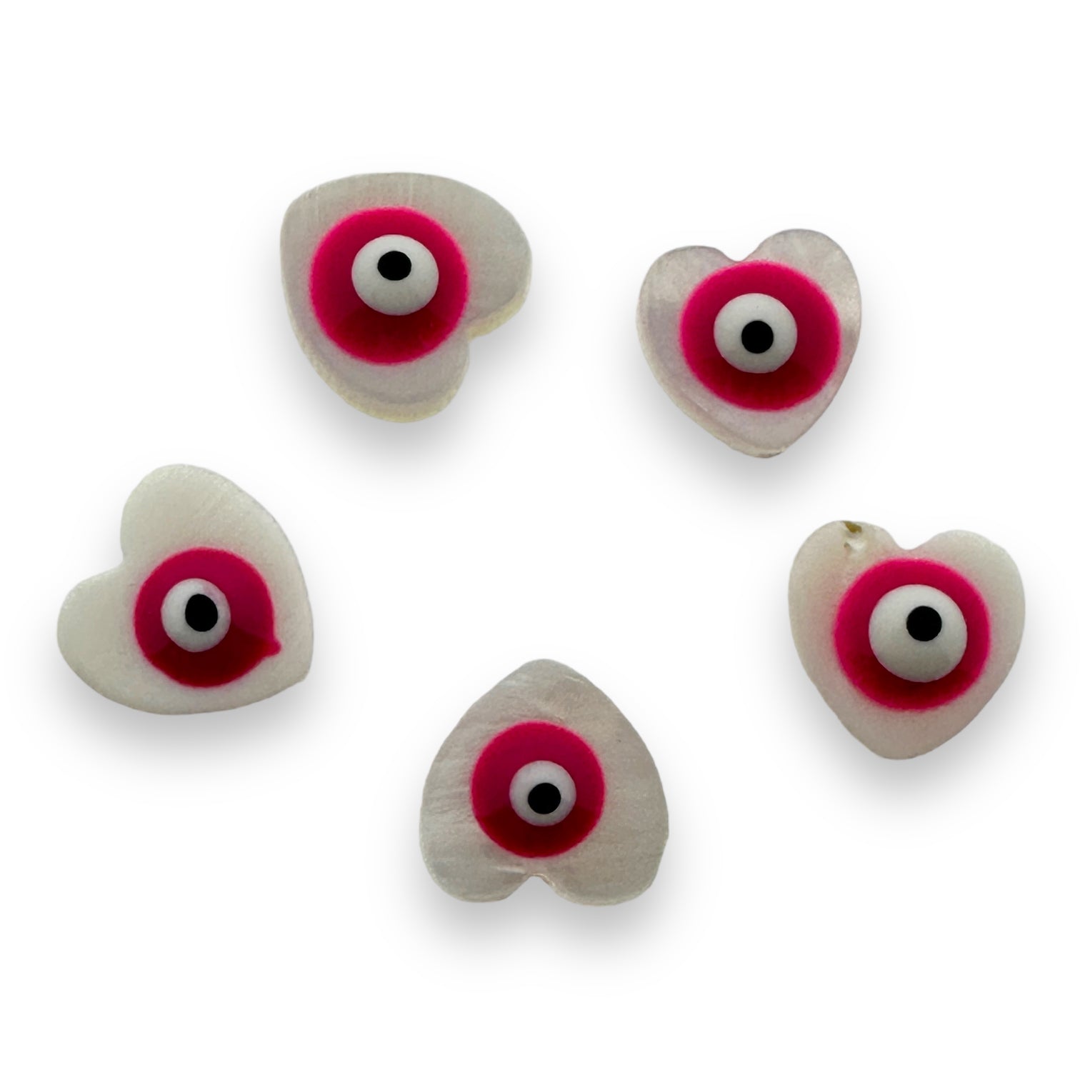 Zoetwaterschelp kraal hartje evil eye roze 10mm-Kralen-Kraaltjes van Renate