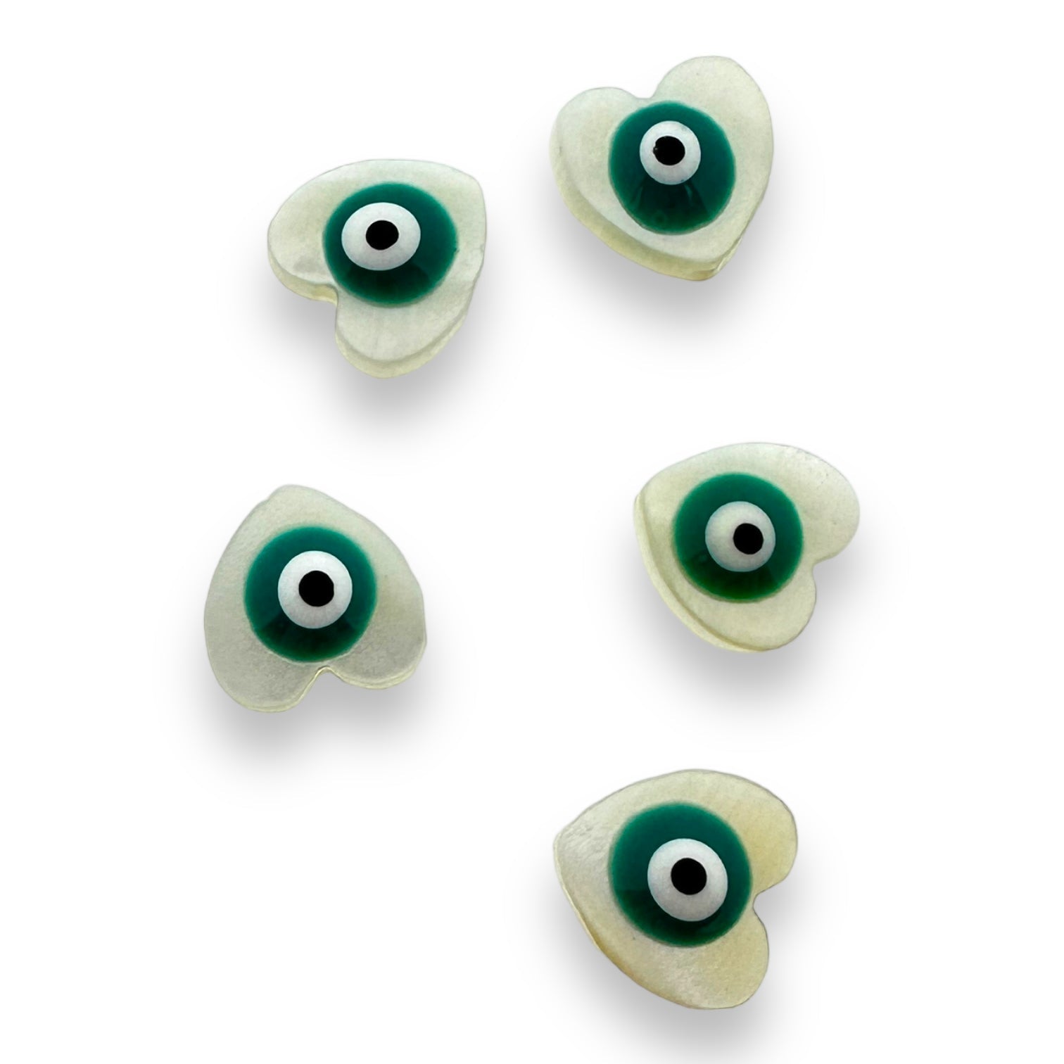 Zoetwaterschelp kraal hartje evil eye turquoise 10mm-Kralen-Kraaltjes van Renate