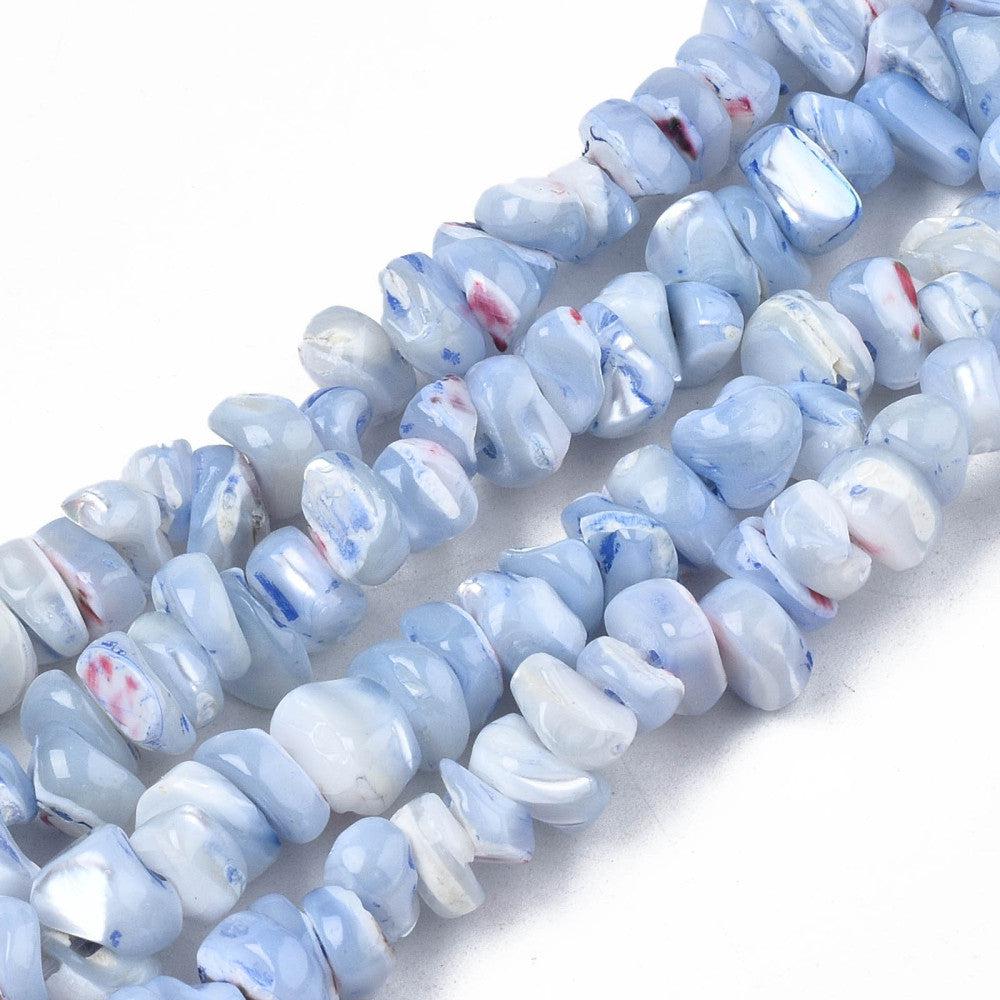 Zoetwaterschelp nugget LightSteel blue 3-5mm - per ±25 stuks-Kralen-Kraaltjes van Renate