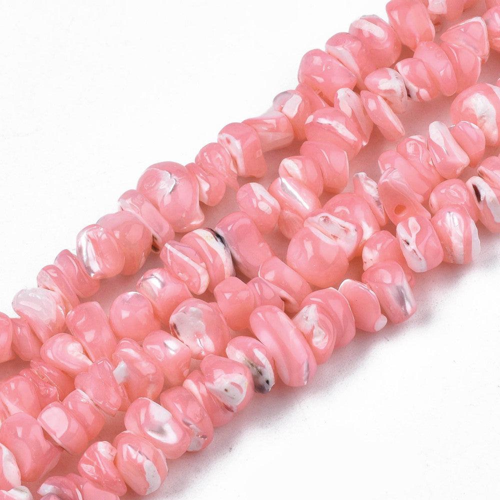 Zoetwaterschelp nugget salmon pink 3-5mm - ±20 stuks-Kralen-Kraaltjes van Renate