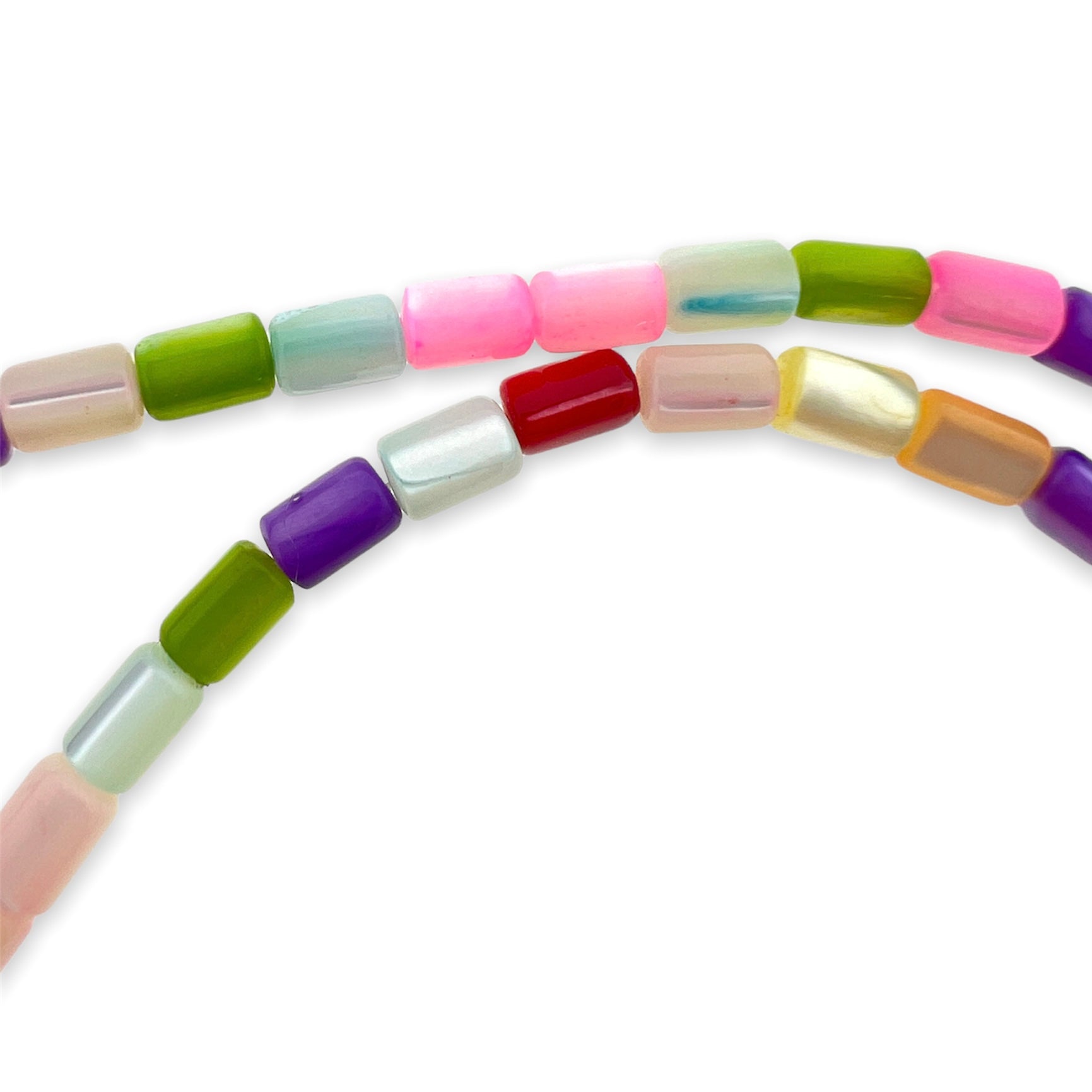 Zoetwaterschelp tube kraal multicolor 4mm - per 5 stuks-Kralen-Kraaltjes van Renate