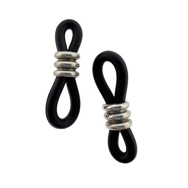 Zonnebril houders zilver-zwart stainless steel 20,5x6mm - 2 stuks-onderdelen-Kraaltjes van Renate