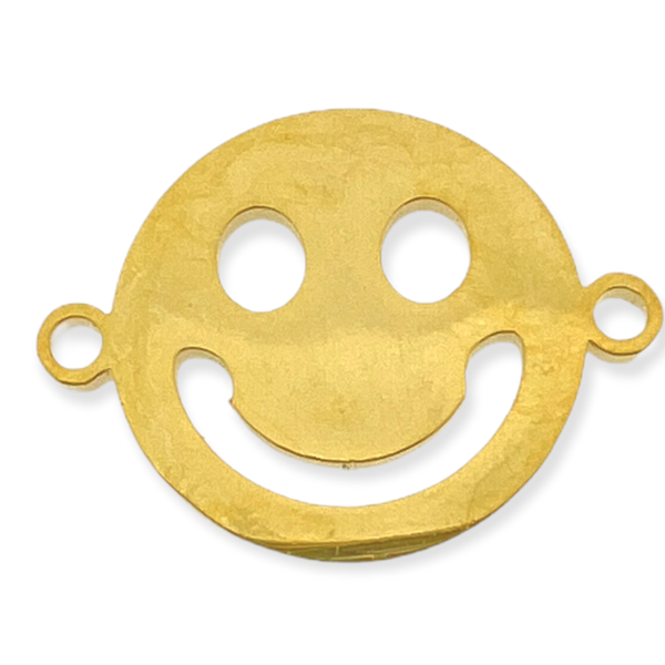 smiley goud Stainless Steel tussenzetsel 21x16x1.5mm-bedels-Kraaltjes van Renate