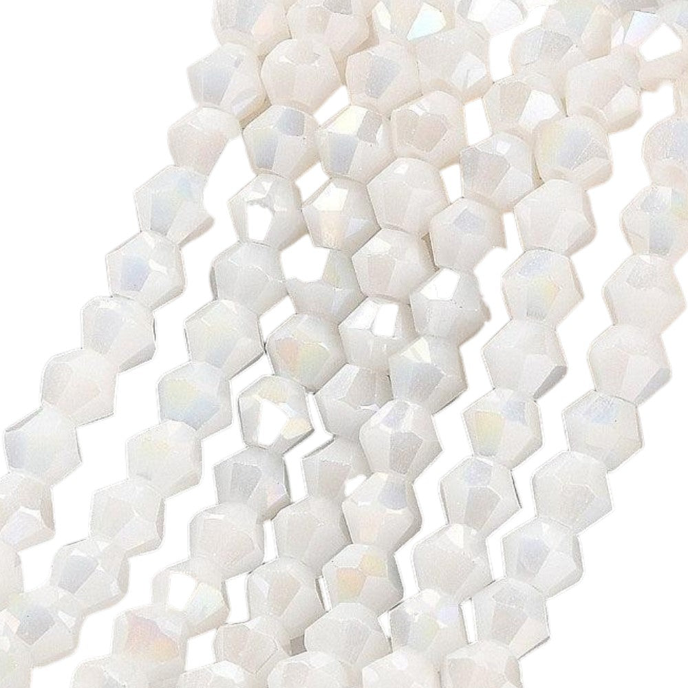 Glaskralen Facet Bicone AB Wit 4mm - ± 38 stuks-Kralen-Kraaltjes van Renate