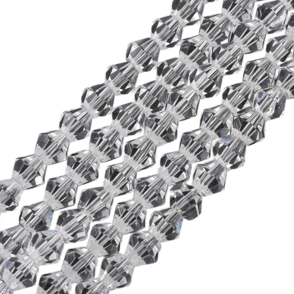 Glaskralen Facet Bicone Transparant 6mm - ± 23 stuks